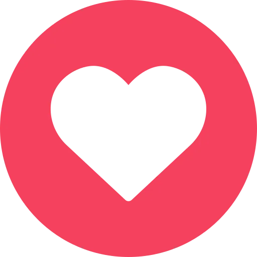 White heart icon on red circle